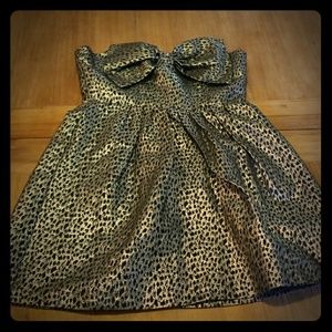 Animal print strapless dress